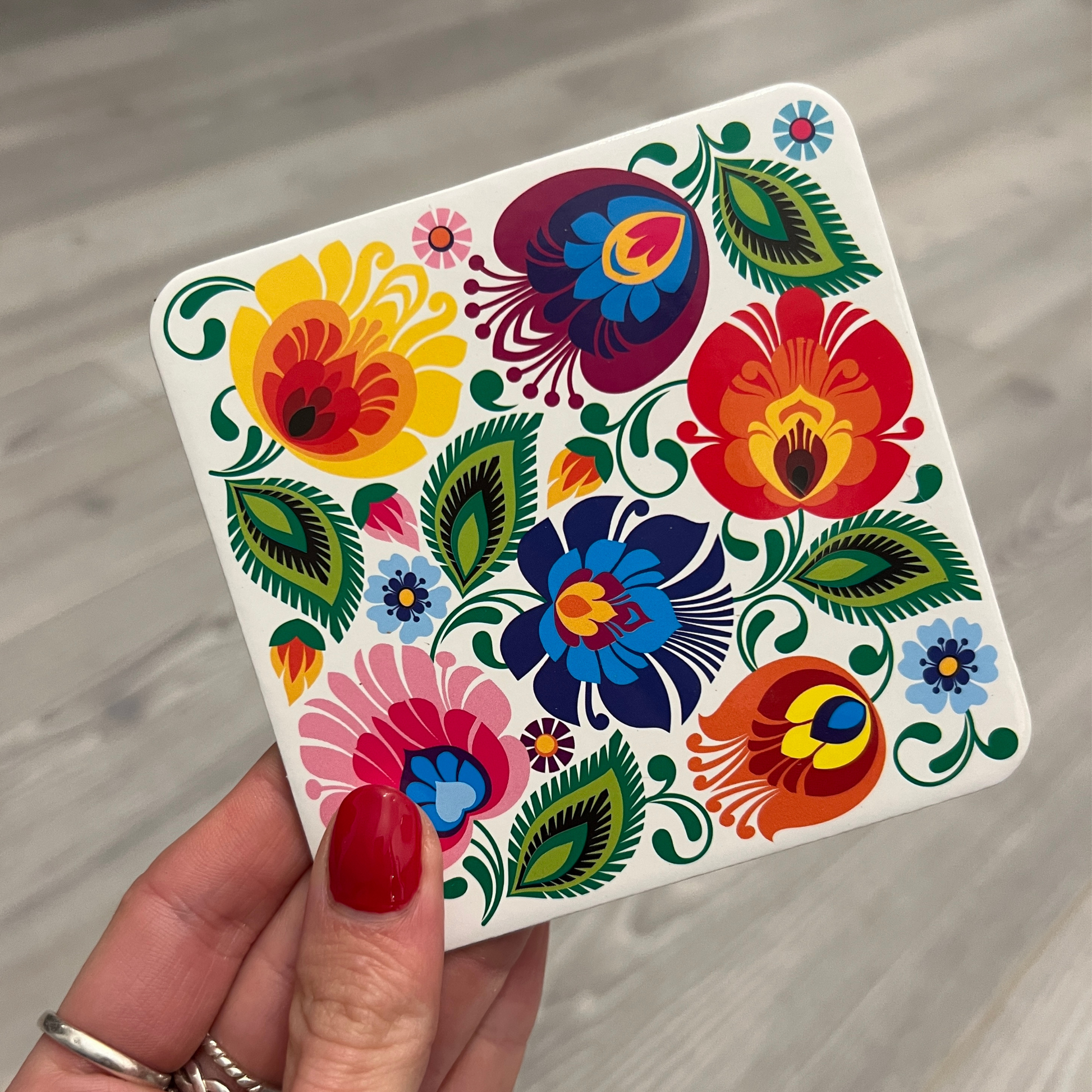 Dessous de verre folk fleurs de Łowicz - Trésors de Pologne