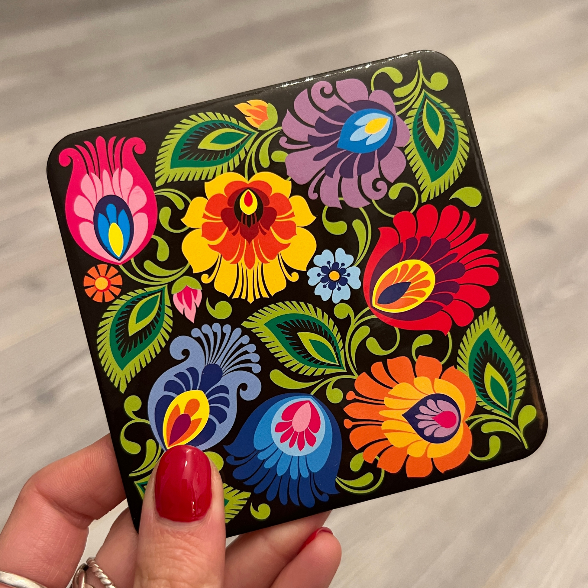 Dessous de verre folk fleurs de Łowicz - Trésors de Pologne