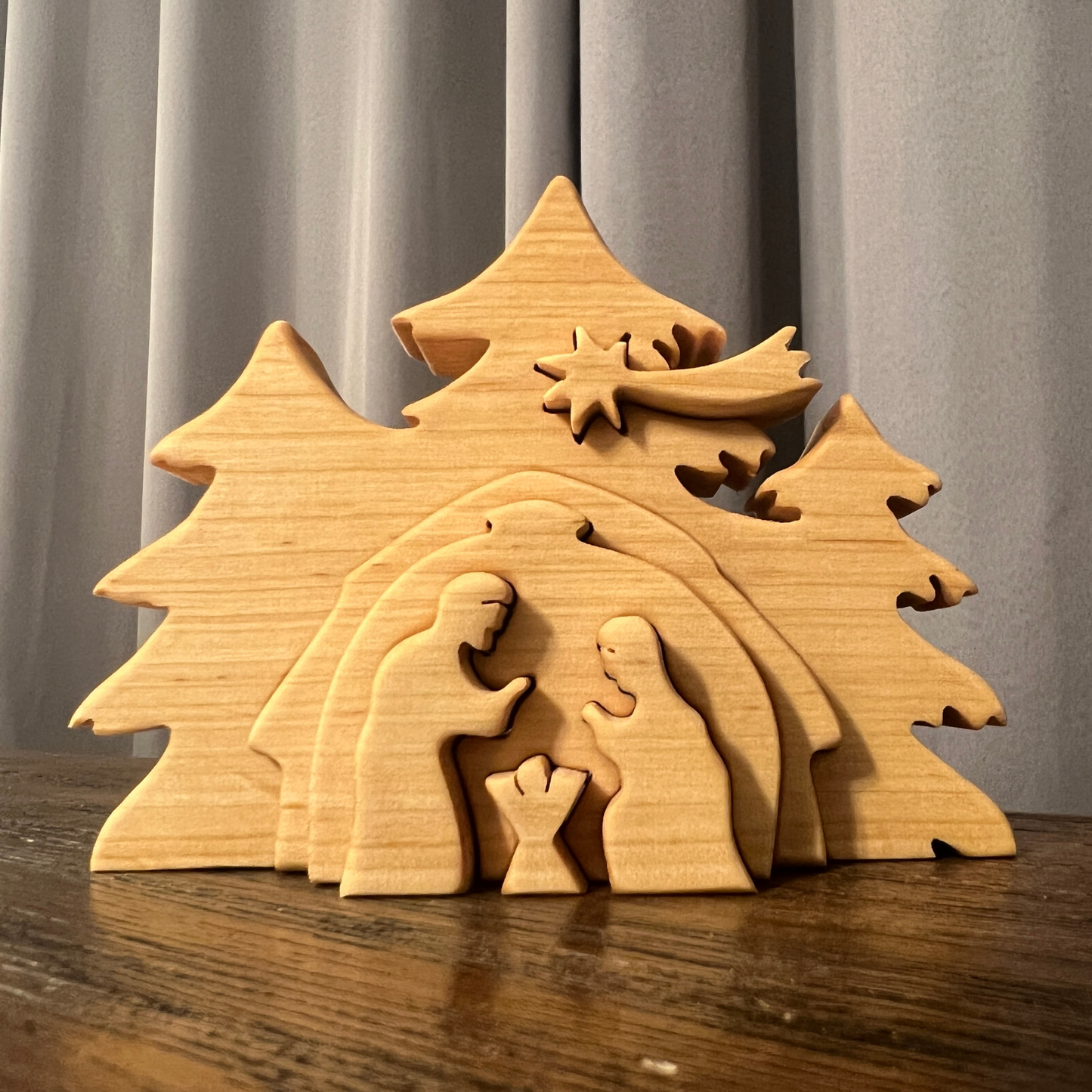 Crèche en bois petit modèle type "puzzle" - Trésors de Pologne