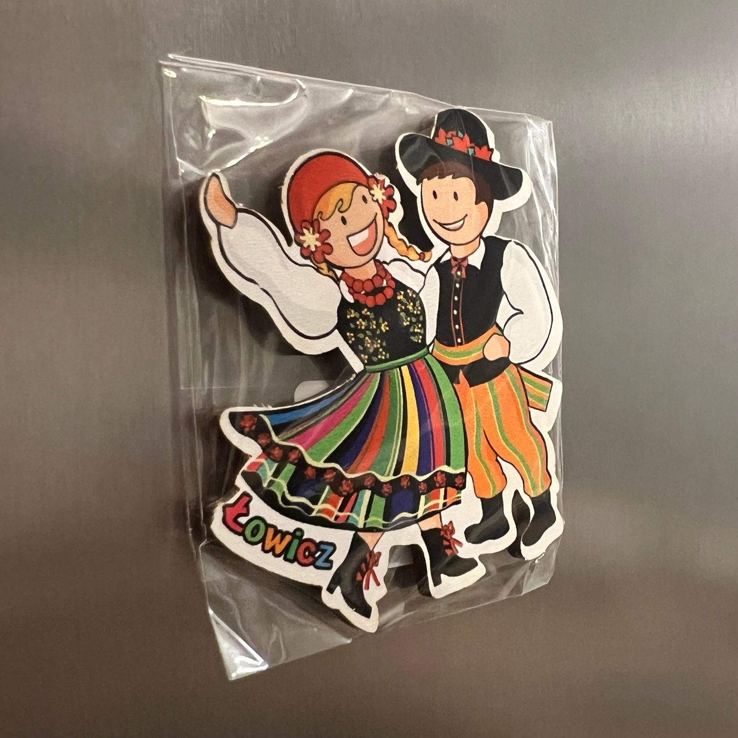 Magnet bois couple folklore - Trésors de Pologne