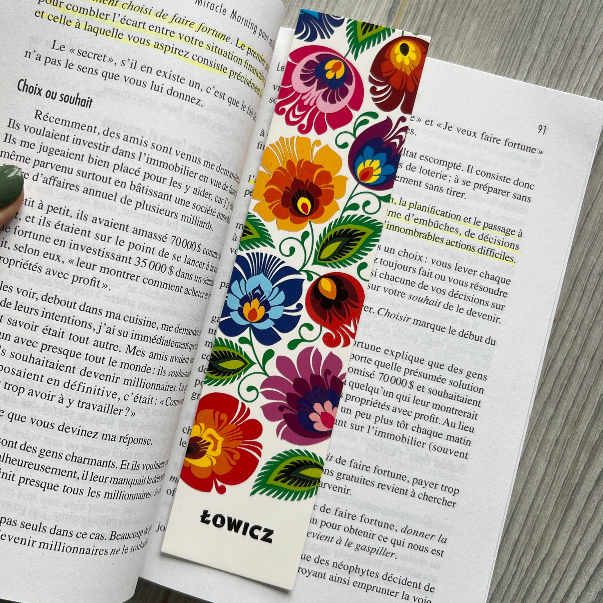 Marque page fleurs de Łowicz - Trésors de Pologne