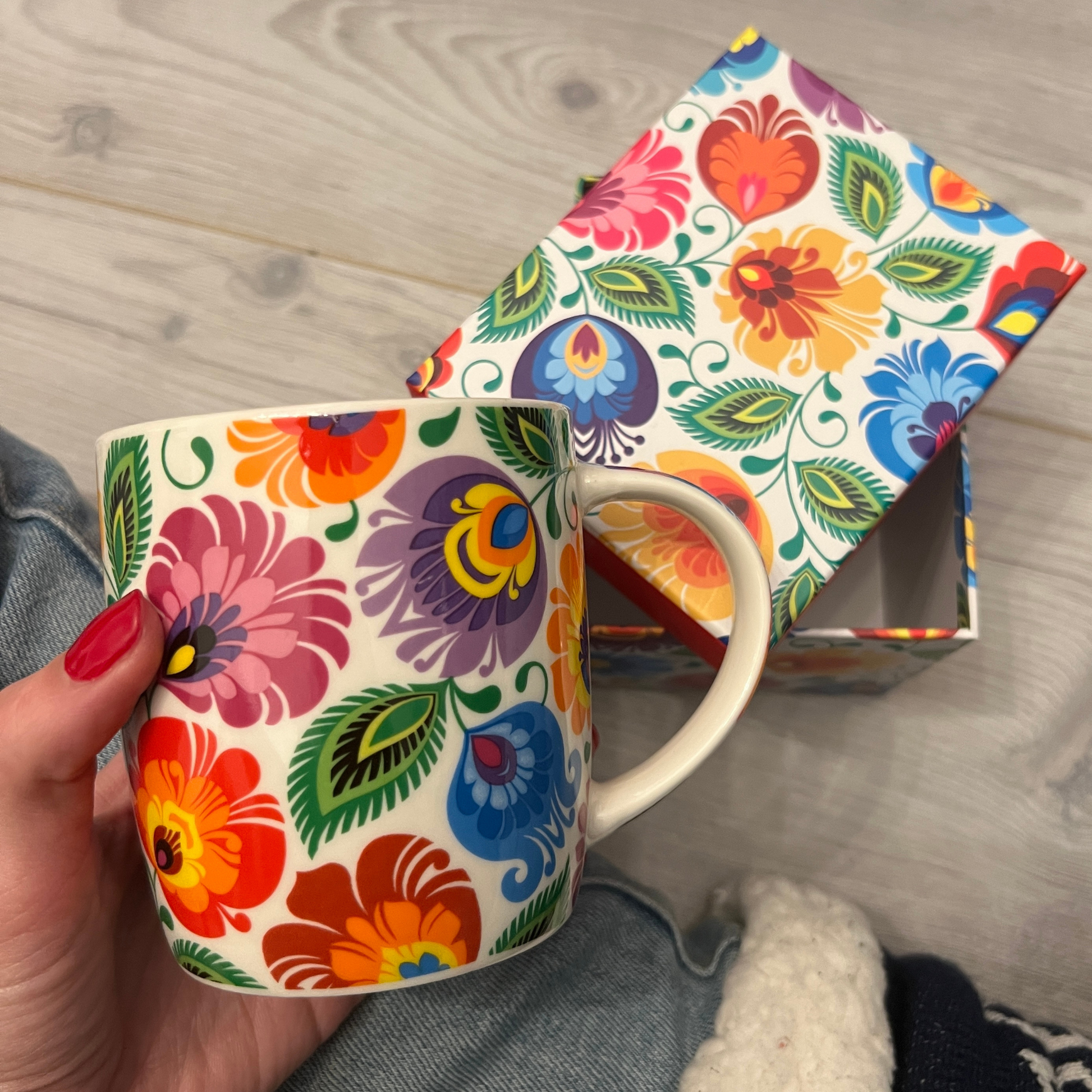Tasses fleurs de Łowicz coffret - Trésors de Pologne