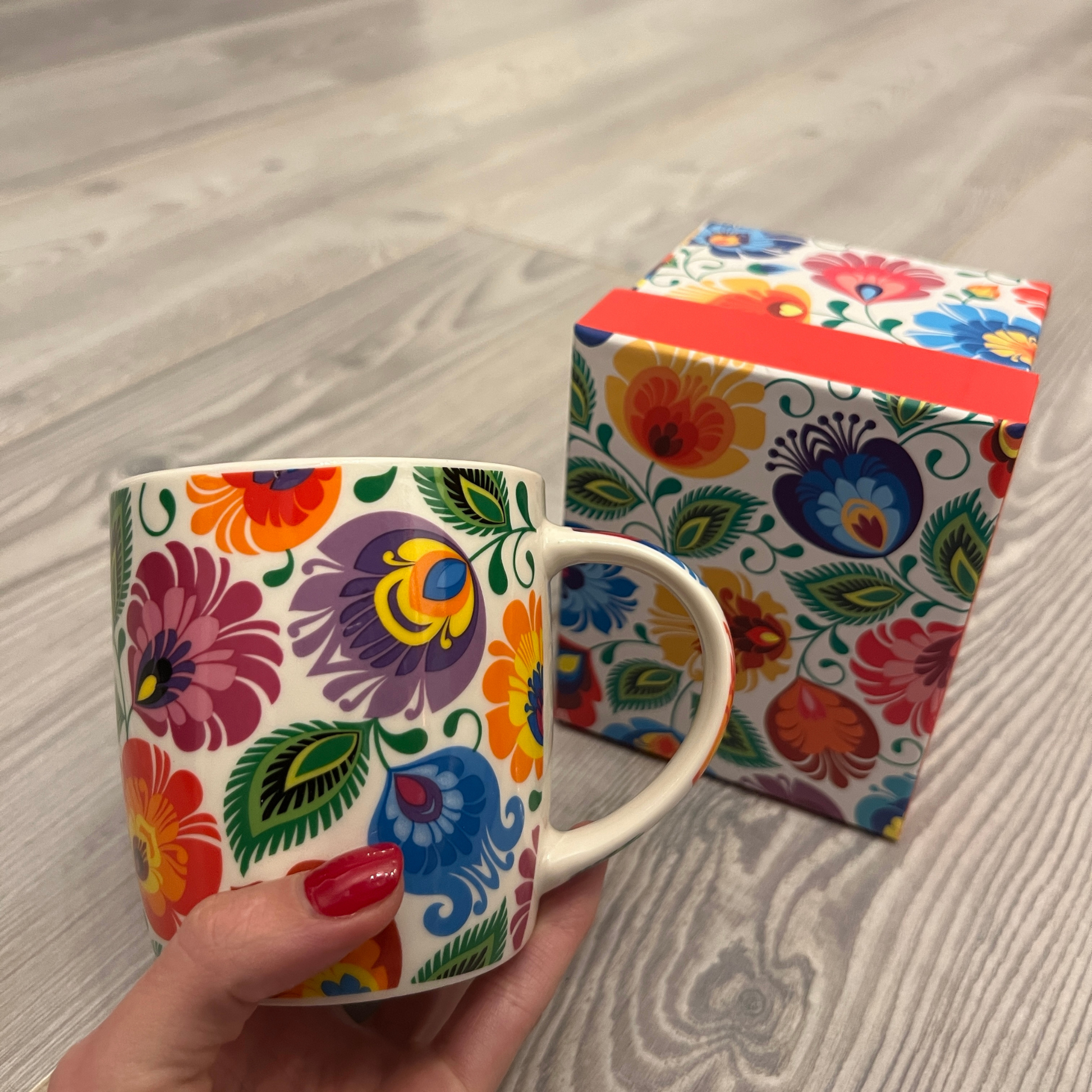 Tasses fleurs de Łowicz coffret - Trésors de Pologne