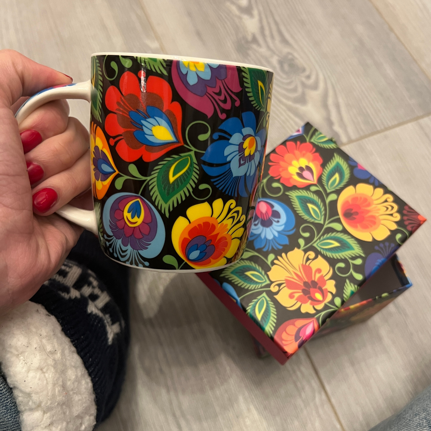 Tasses fleurs de Łowicz coffret - Trésors de Pologne