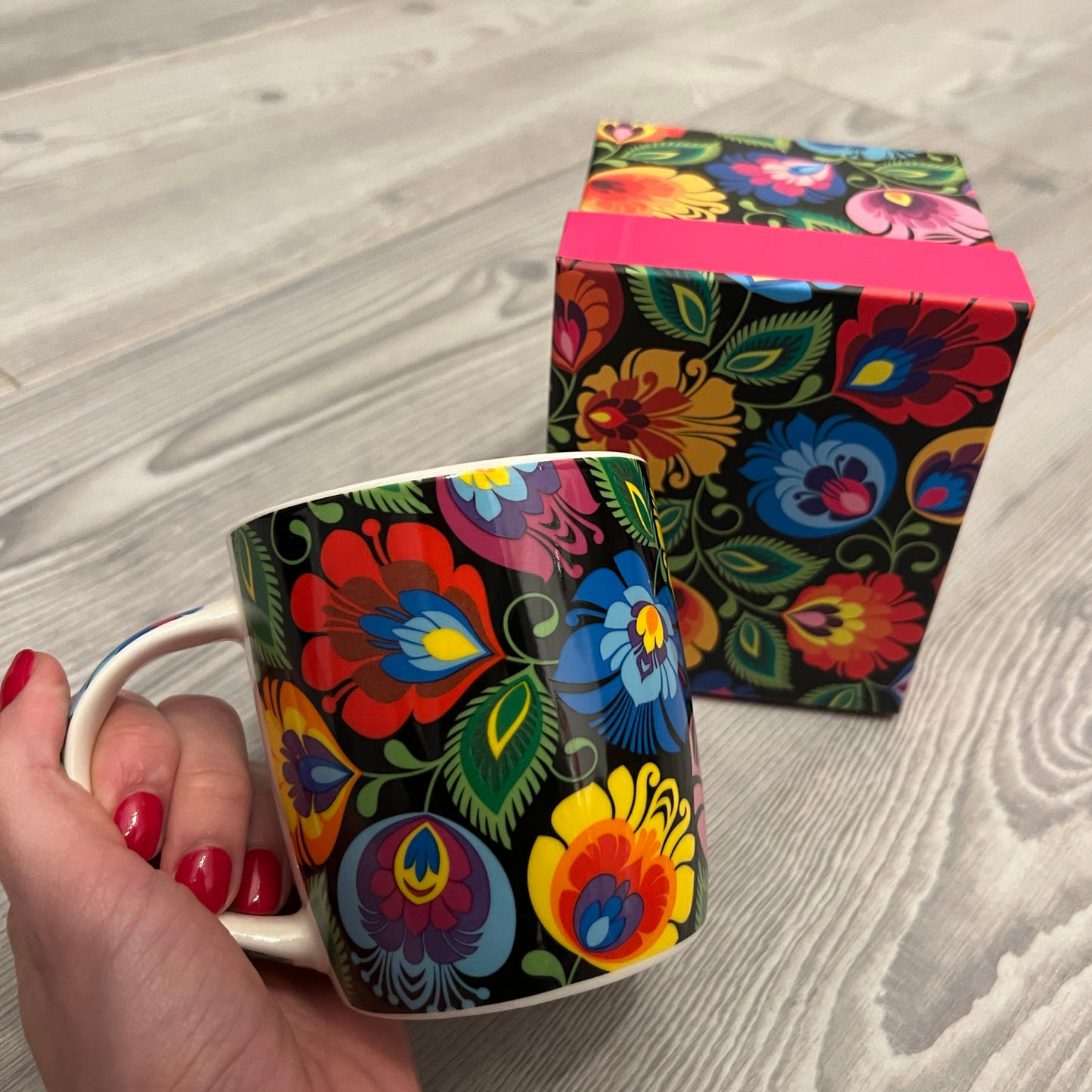 Tasses fleurs de Łowicz coffret - Trésors de Pologne