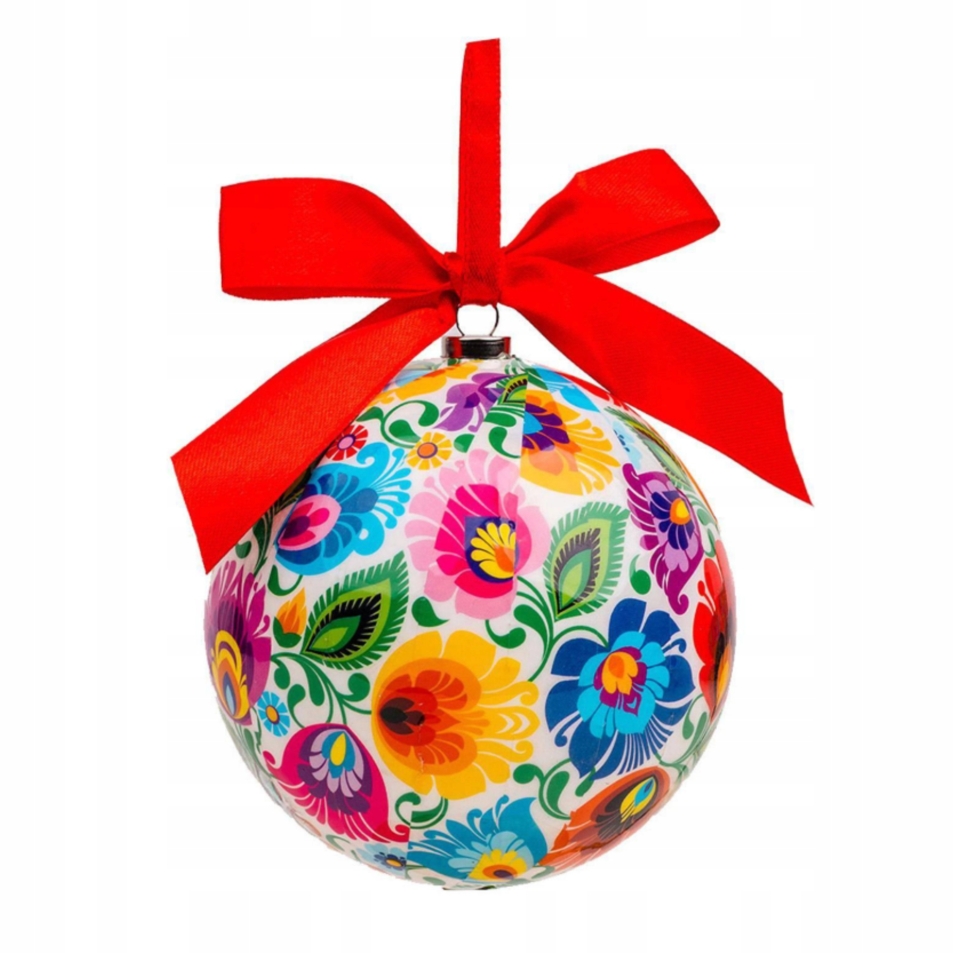 Boule de Noël Lowicz blanche - Trésors de Pologne