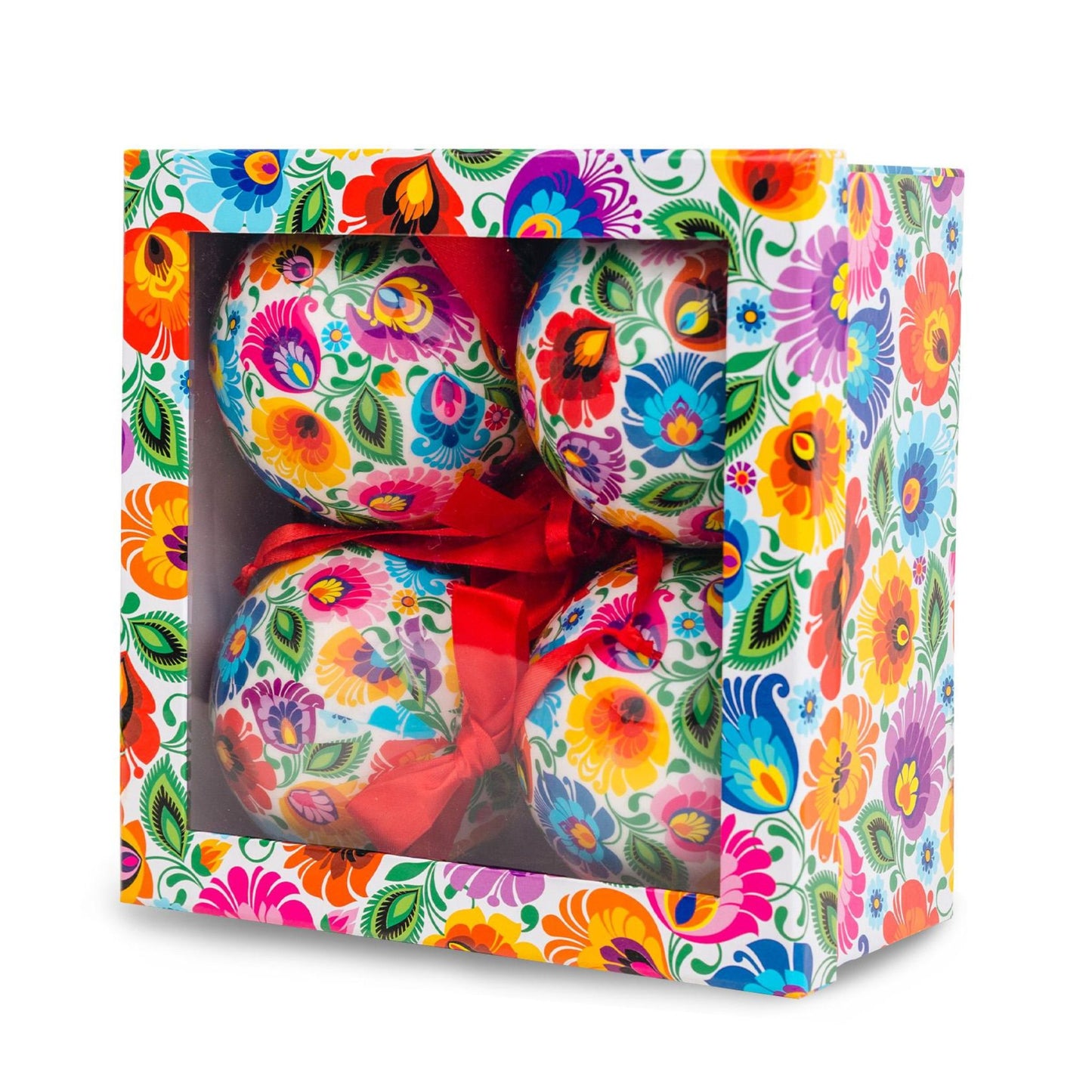 Coffret boules de Noël Lowicz blanches - Trésors de Pologne