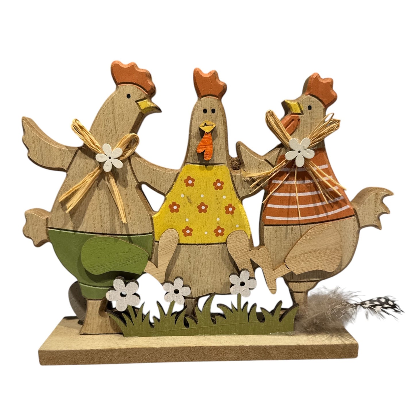 Décoration de Pâques - Trio de poules en bois