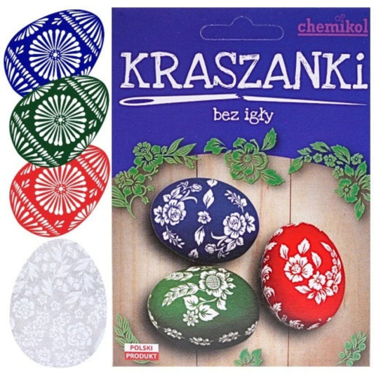 Kit de décoration pour œufs de Pâques – colorants & autocollants blancs (Kraszanki) 🇵🇱 - Trésors de Pologne