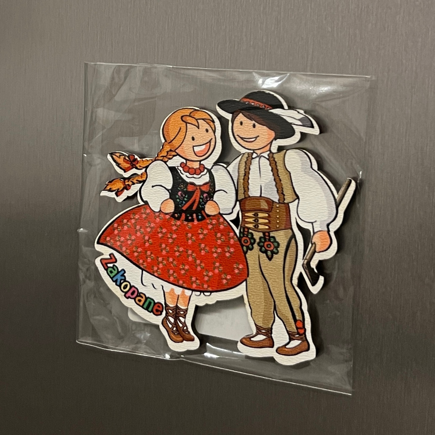 Magnet bois couple folklore - Trésors de Pologne