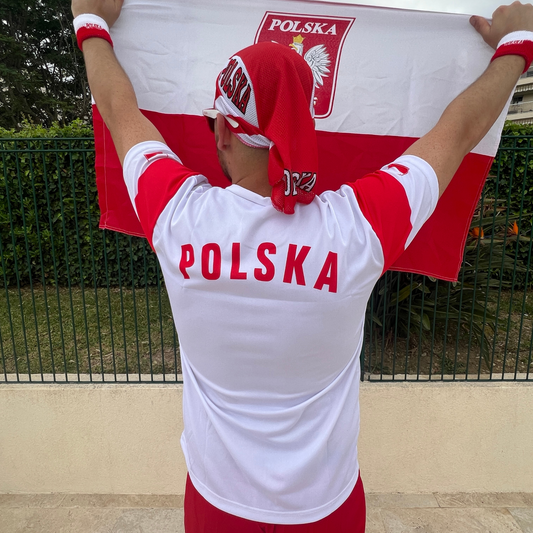 Tee shirt foot Polska rouge et blanc
